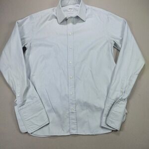 Armani Collezioni Dress Shirt Luxury Micro Stripe French Cuff Blue Mens 16 41